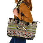 Maori Matariki Leather Tote Bag Yellow Galaxy Aesthetic Koru Art