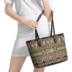 Maori Matariki Leather Tote Bag Yellow Galaxy Aesthetic Koru Art