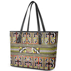 Maori Matariki Leather Tote Bag Yellow Galaxy Aesthetic Koru Art