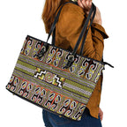 Maori Matariki Leather Tote Bag Yellow Galaxy Aesthetic Koru Art