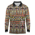 Maori Matariki Long Sleeve Polo Shirt Yellow Galaxy Aesthetic Koru Art