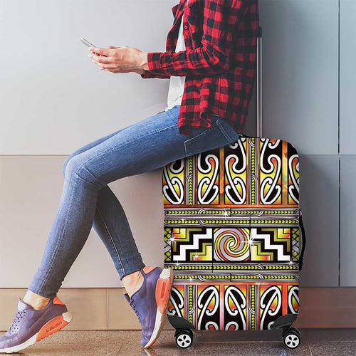 Maori Matariki Luggage Cover Yellow Galaxy Aesthetic Koru Art