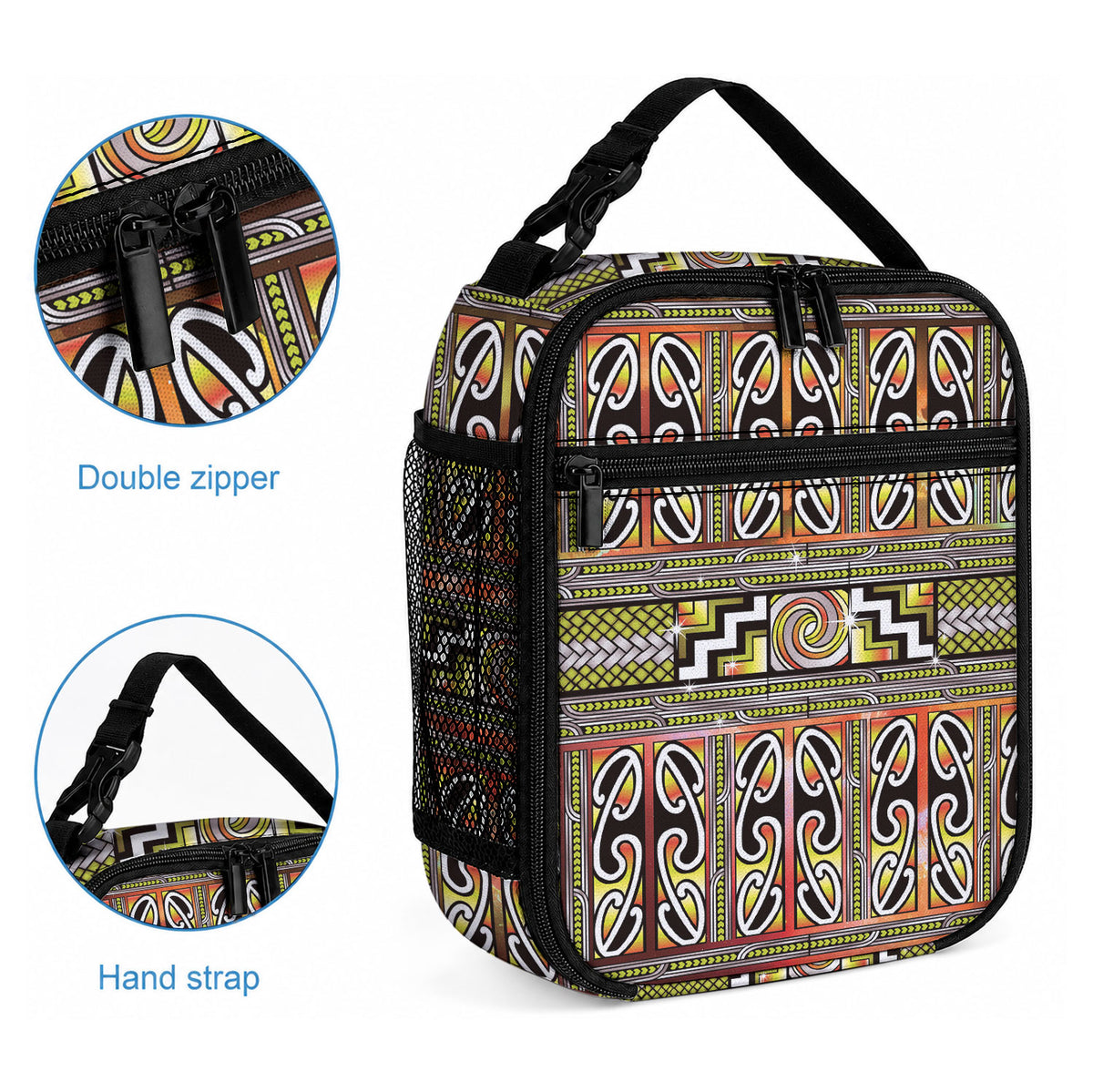 Maori Matariki Lunch Bag Yellow Galaxy Aesthetic Koru Art