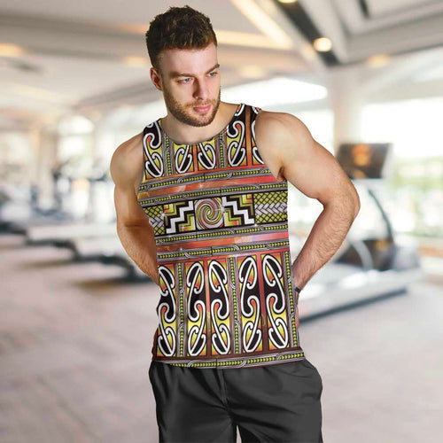 Maori Matariki Men Tank Top Yellow Galaxy Aesthetic Koru Art