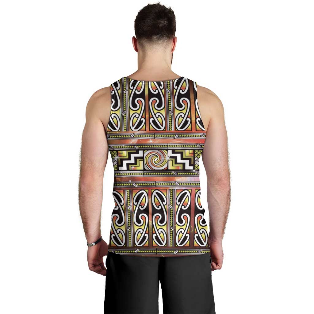 Maori Matariki Men Tank Top Yellow Galaxy Aesthetic Koru Art
