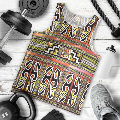 Maori Matariki Men Tank Top Yellow Galaxy Aesthetic Koru Art