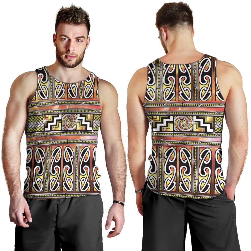 Maori Matariki Men Tank Top Yellow Galaxy Aesthetic Koru Art