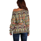 Maori Matariki Off Shoulder Sweater Yellow Galaxy Aesthetic Koru Art