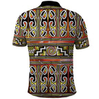 Maori Matariki Polo Shirt Yellow Galaxy Aesthetic Koru Art