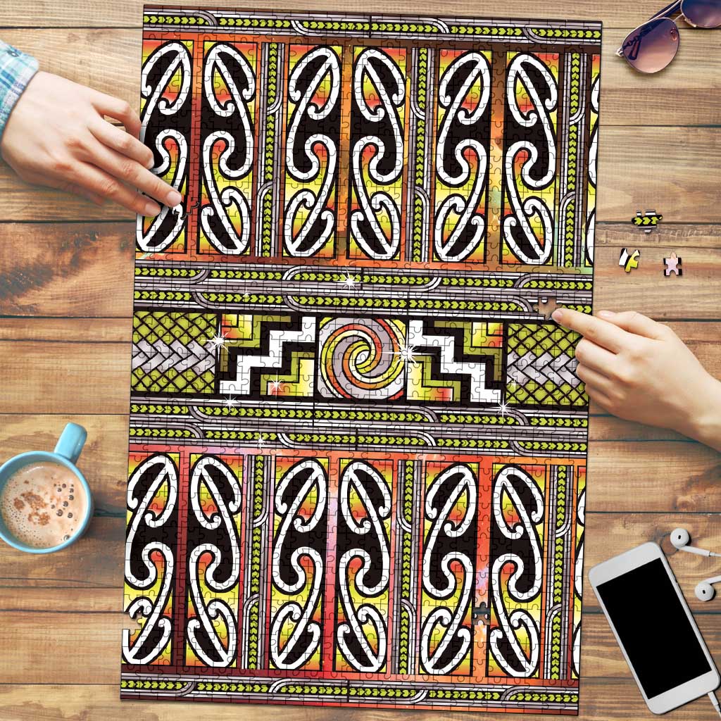 Maori Matariki Puzzle Yellow Galaxy Aesthetic Koru Art