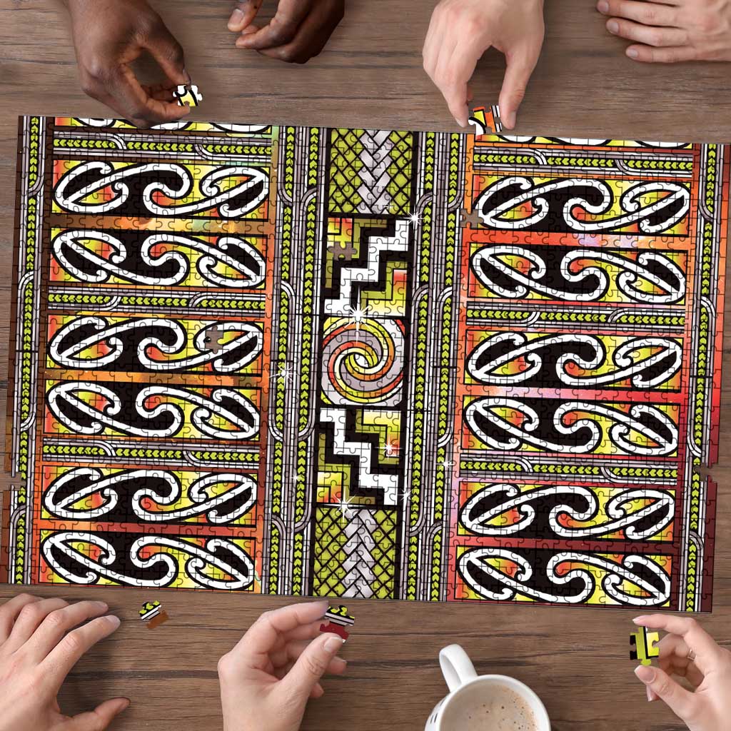 Maori Matariki Puzzle Yellow Galaxy Aesthetic Koru Art