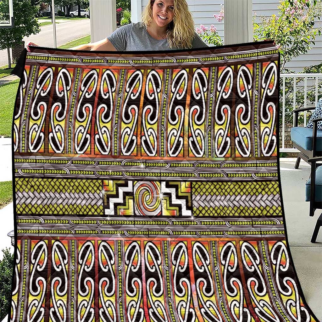 Maori Matariki Quilt Yellow Galaxy Aesthetic Koru Art