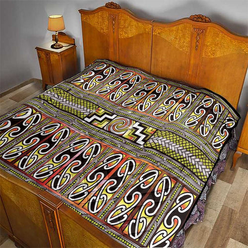 Maori Matariki Quilt Yellow Galaxy Aesthetic Koru Art