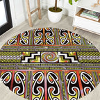 Maori Matariki Round Carpet Yellow Galaxy Aesthetic Koru Art