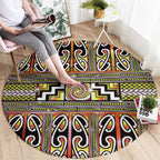 Maori Matariki Round Carpet Yellow Galaxy Aesthetic Koru Art