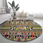 Maori Matariki Round Carpet Yellow Galaxy Aesthetic Koru Art