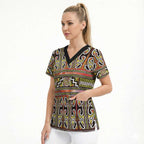 Maori Matariki Scrub Top Yellow Galaxy Aesthetic Koru Art