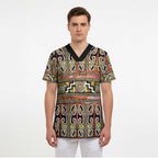 Maori Matariki Scrub Top Yellow Galaxy Aesthetic Koru Art