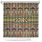 Maori Matariki Shower Curtain Yellow Galaxy Aesthetic Koru Art