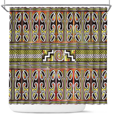Maori Matariki Shower Curtain Yellow Galaxy Aesthetic Koru Art