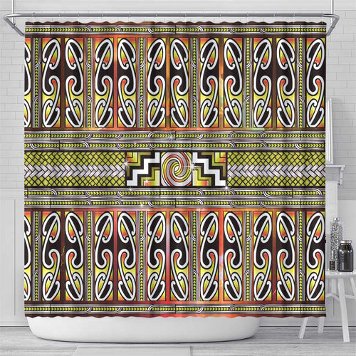 Maori Matariki Shower Curtain Yellow Galaxy Aesthetic Koru Art