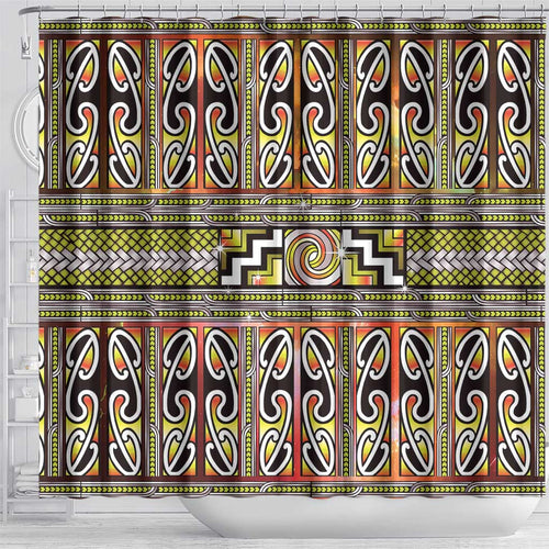 Maori Matariki Shower Curtain Yellow Galaxy Aesthetic Koru Art