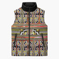Maori Matariki Sleeveless Puffer Jacket Yellow Galaxy Aesthetic Koru Art