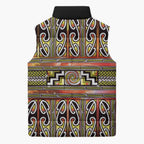 Maori Matariki Sleeveless Puffer Jacket Yellow Galaxy Aesthetic Koru Art