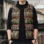 Maori Matariki Sleeveless Puffer Jacket Yellow Galaxy Aesthetic Koru Art
