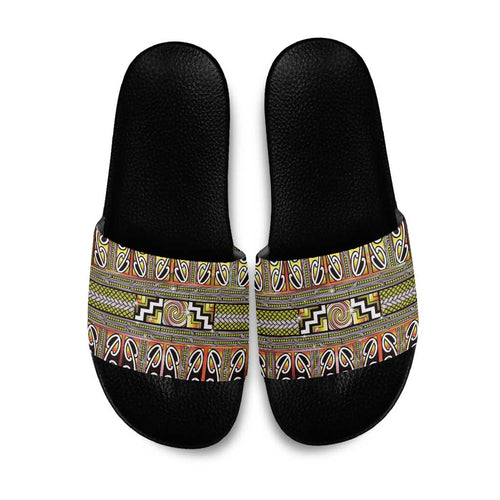 Maori Matariki Slide Sandals Yellow Galaxy Aesthetic Koru Art
