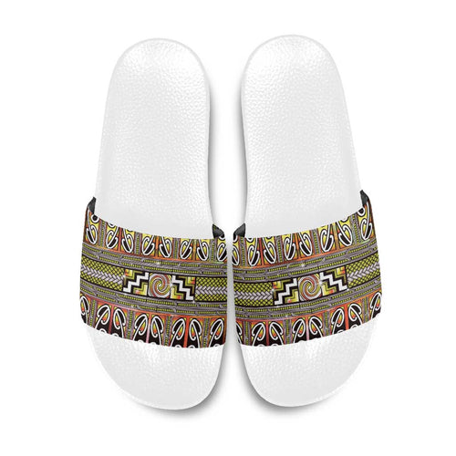 Maori Matariki Slide Sandals Yellow Galaxy Aesthetic Koru Art