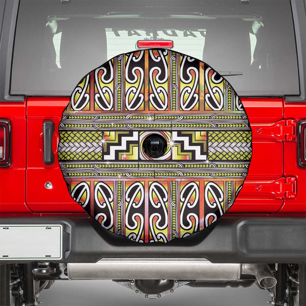 Maori Matariki Spare Tire Cover Yellow Galaxy Aesthetic Koru Art