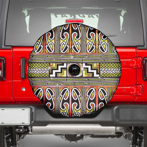 Maori Matariki Spare Tire Cover Yellow Galaxy Aesthetic Koru Art