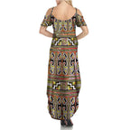 Maori Matariki Summer Maxi Dress Yellow Galaxy Aesthetic Koru Art