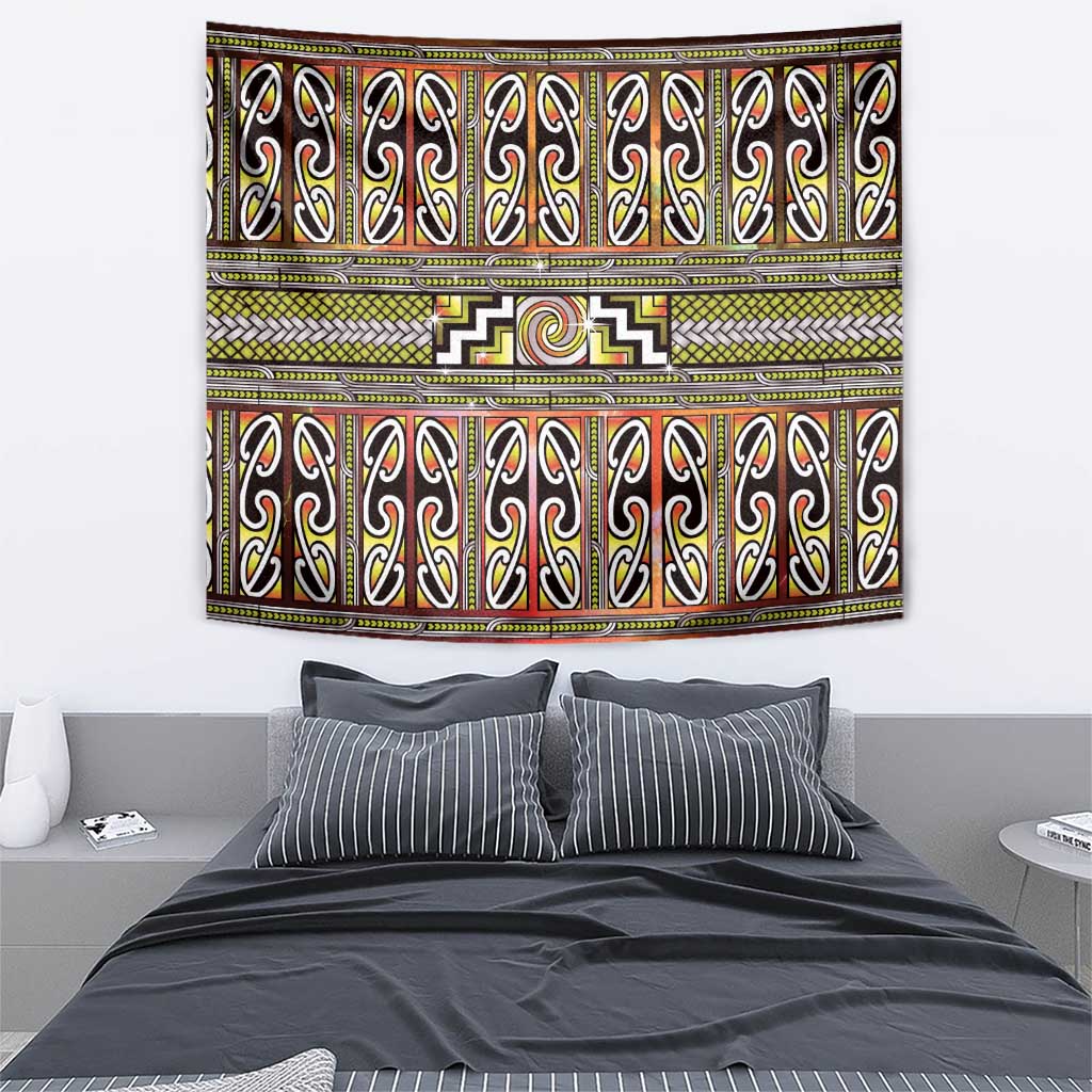 Maori Matariki Tapestry Yellow Galaxy Aesthetic Koru Art