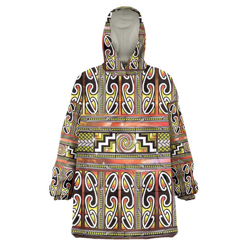 Maori Matariki Wearable Blanket Hoodie Yellow Galaxy Aesthetic Koru Art