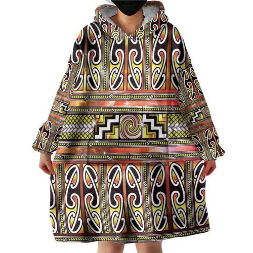 Maori Matariki Wearable Blanket Hoodie Yellow Galaxy Aesthetic Koru Art