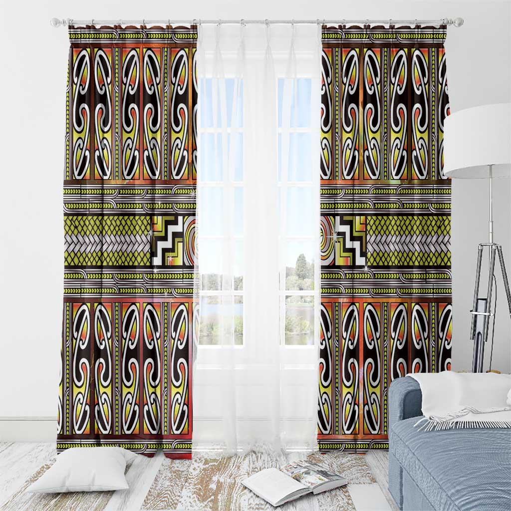 Maori Matariki Window Curtain Yellow Galaxy Aesthetic Koru Art