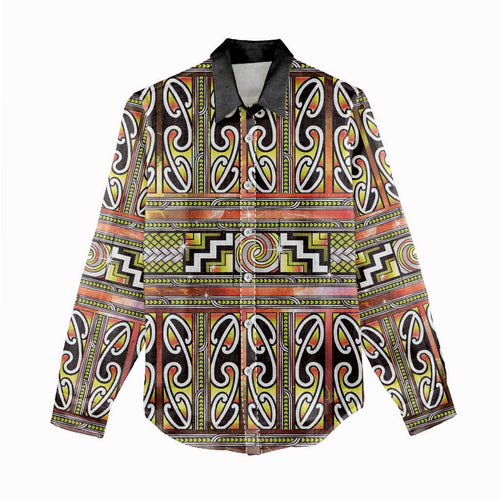 Maori Matariki Women Casual Shirt Yellow Galaxy Aesthetic Koru Art