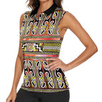 Maori Matariki Women Sleeveless Polo Shirt Yellow Galaxy Aesthetic Koru Art