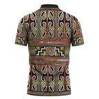 Maori Matariki Zipper Polo Shirt Yellow Galaxy Aesthetic Koru Art