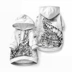 New Zealand Silver Fern Rugby Pet Hoodie Aotearoa Kiwi Maori White Version