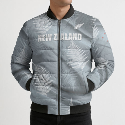 Custom Rugby New Zealand 2026 Bomber Puffer Jacket The Fern Go Champions