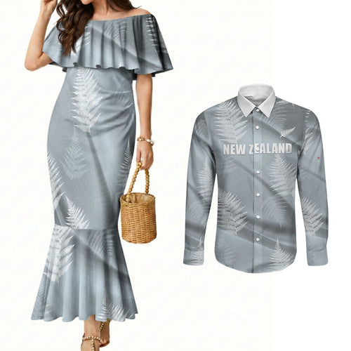 Custom Rugby New Zealand 2026 Couples Matching Mermaid Dress and Long Sleeve Button Shirt The Fern Go Champions