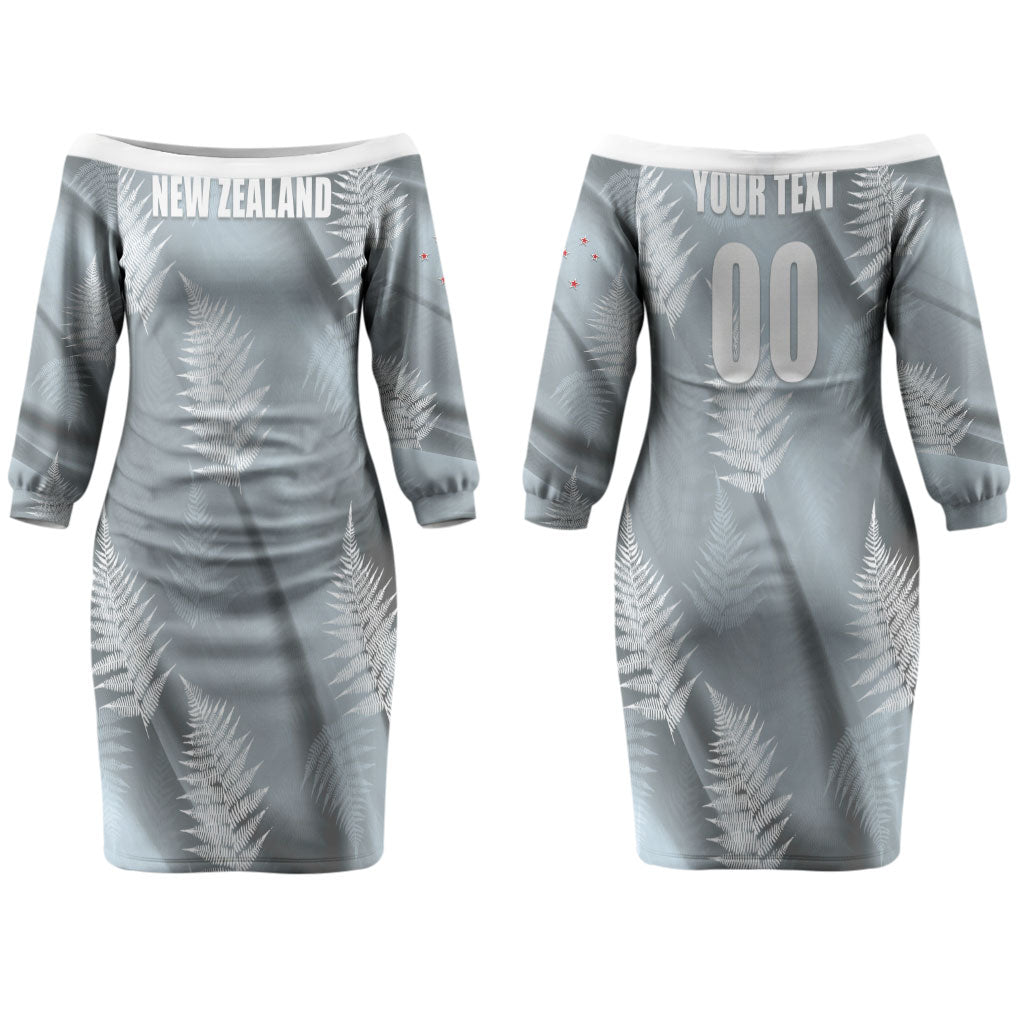 Custom Rugby New Zealand 2026 Couples Matching Off The Shoulder Long Sleeve Dress and Hawaiian Shirt The Fern Go Champions