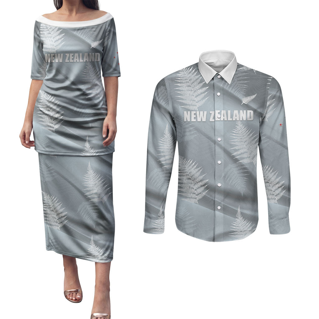 Custom Rugby New Zealand 2026 Couples Matching Puletasi and Long Sleeve Button Shirt The Fern Go Champions