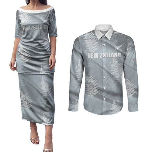 Custom Rugby New Zealand 2026 Couples Matching Puletasi and Long Sleeve Button Shirt The Fern Go Champions