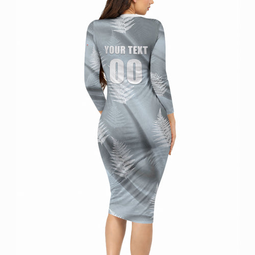 Custom Rugby New Zealand 2026 Long Sleeve Bodycon Dress The Fern Go Champions
