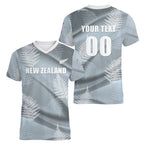 Custom Rugby New Zealand 2026 Women V-Neck T-Shirt The Fern Go Champions