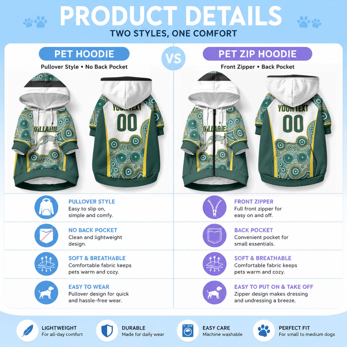 Custom Rugby Australia 2026 Pet Hoodie Wallabies Go Champions